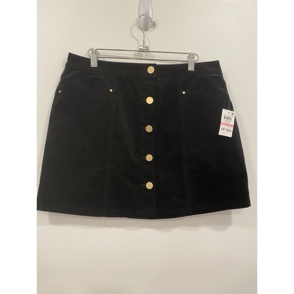 Mason Jules womens black corduroy skirt button down New Lana Leopard SZ 10
